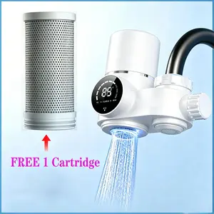 Faucet Mounted Water Filter With LED Display,LED Sink Filter with 1 free Cartridge,Tap Water Filter for Standard Faucets,Modern Household Kitchen Appliances,Home,white or silver