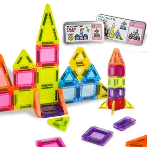 Mini Magnetic Building Blocks Toy, Magnetic Tiles Set, Creative Stem Construction Set with Travel Storage Box, Suitable for Kids 3 Years and Up