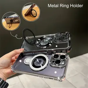 Magnetic iPhone Case with Air Cushion Corners MagSafe Compatible Explosion Proof Cover Anti Shock Cover for iPhone 12 13 14 15 Series