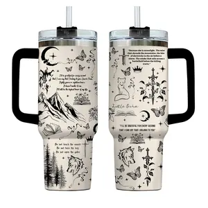 Quicksilver Book Tumbler 40oz, Fantasy Sci-Fi Bookish Stainless Steel Cup, Insulated Travel Mug for Readers, Novel Lover Gift, Dark Academia Drinkware