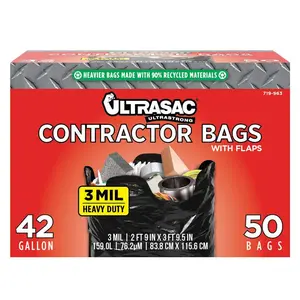 Ultrasac 42-Gallon Heavy Duty Contractor Bag with Flaps (50-Count)