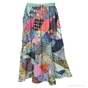 Rough Cut Over Dye Patchwork Skirt