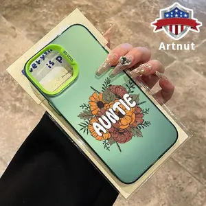 Floral Auntie Pattern Case for iPhone 16 Pro Max 15 16E 14 Plus 13 12 11 Promax X XS XR xsmax IMD Hybrid Plate Scratch-resistant Rugged Durable Smartphone Cover for Girl