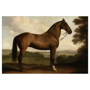A Wooden Frame Vintage Horse Riding Oil Painting Canvas Art Poster - Classical Horse Theme, Suitable for Modern Home or Bedroom Decoration, Indoor Use, Bedroom Wall Art| Horse Riding Theme|Detailed Horse Portrait, Horse Decoration