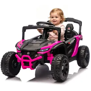 24V Kids Ride On Car, 2 Seater Electric UTV with 160W Dual Motors, Parent Remote Control, LED Lights, Music & USB, Spring Suspension, All-Terrain PP Tires, Battery Powered Toy Car for Boys Girls