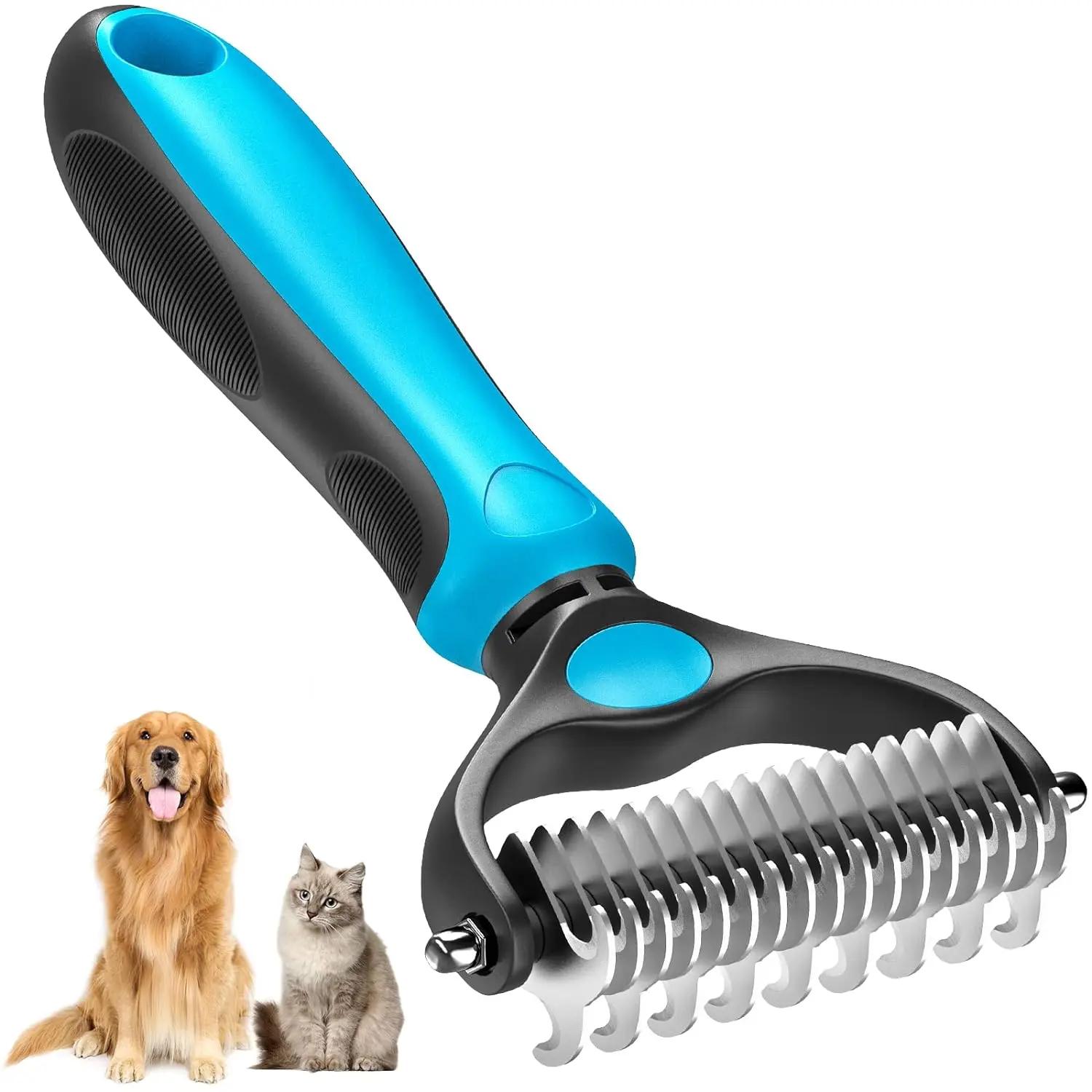 Pet Grooming Brush-Double Sided Hurtless Shedding and Dematting Undercoat Rake Comb for Dogs and Cats, No More Nasty Shedding or Flying Hair Pet Grooming Brush-Double Sided Hurtless Shedding and Dematting Undercoat Rake Comb for Dogs and Cats, No More Nasty Shedding or Flying Hair