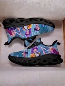 Kids K-Pop Hunter Theme Casual Sports Shoes, Breathable Textile Upper, Eva Sole, All Seasons, Unisex, School & Weekend Wear