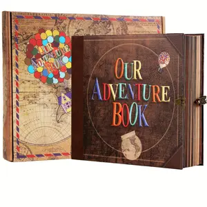 Scrapbook Photo Book, Our Adventure Book Scrapbook Photo Album Retro Style Embossed Letter Cover Travel Diary Journal Scrap Book KitFor Couples Memory Book For Anniversary Wedding, Best Friend Gift fengshui ornament heal stone silk  flowers bouquet travel