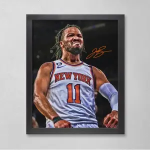 Jalen Brunson Poster, Basketball Wall Art, Mid Century Modern, Basketball Gift, Sports Bedroom Posters