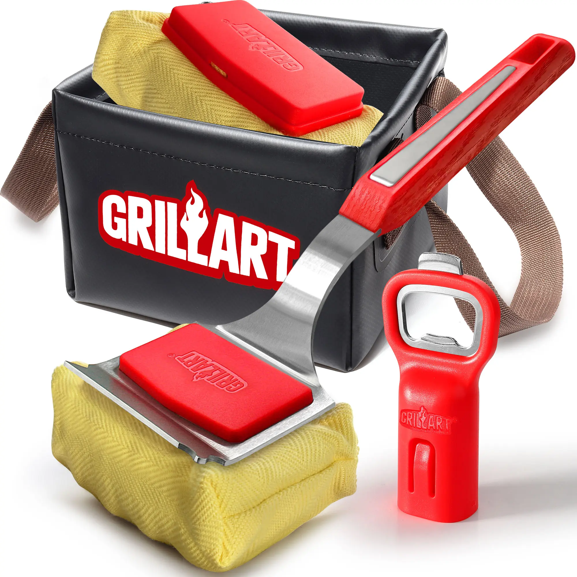 GRILLART Steamwizards Grill Brush & Beer/Bottle Opener & Replacement Brush Pad & Water Soak Tank, Ideal Grill Gift Utensils for Christmas