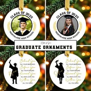 Class of 2025 Senior Photo Christmas Ornament | Personalized Holiday Keepsake