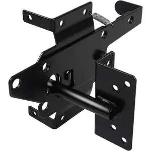 Heavy Duty Automatic Gravity Self Locking Gate Latches, Post Mount Steel Spring Latch Hardware for Wooden & Vinyl Fences, Secure Gate Lock for Pool Yard Garden, Black Finishing