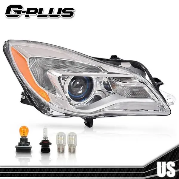 Fit For 2014-2017 Buick Regal Projector Headlight Halogen Chrome Right Side RH G-PLUS