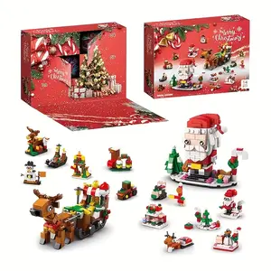24Pcs & 26Pcs & 28Pcs Christmas Building Blocks Advent Calendar for Kids 2026 Christmas Gifts Santa & Reindeer-Themed Boxes with 6-in-1 14 Models Creativity Imagination Playtime & Festive Scene Christmas Gifts for Kids