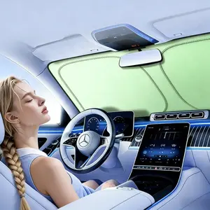 Foldable Anti-UV Windshield Sunshade, Multipurpose Car Front Window Heat Protective Umbrella for Sedan SUVs, Automotive Exterior Accessories for Men & Women, Car Stuff, Vehicle, Mint Green