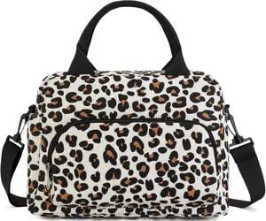 Lunch Box for Women Insulated Lunch Bag Women Adult Cute Lunch Bags Reusable Lunchbox Cooler Tote Bag for Work Picnic (Leopard)
