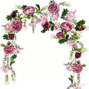 Peony Artificial Archway Corner Flowers, French Wedding Reception Decor, Elegant Floral Arrangement for Events