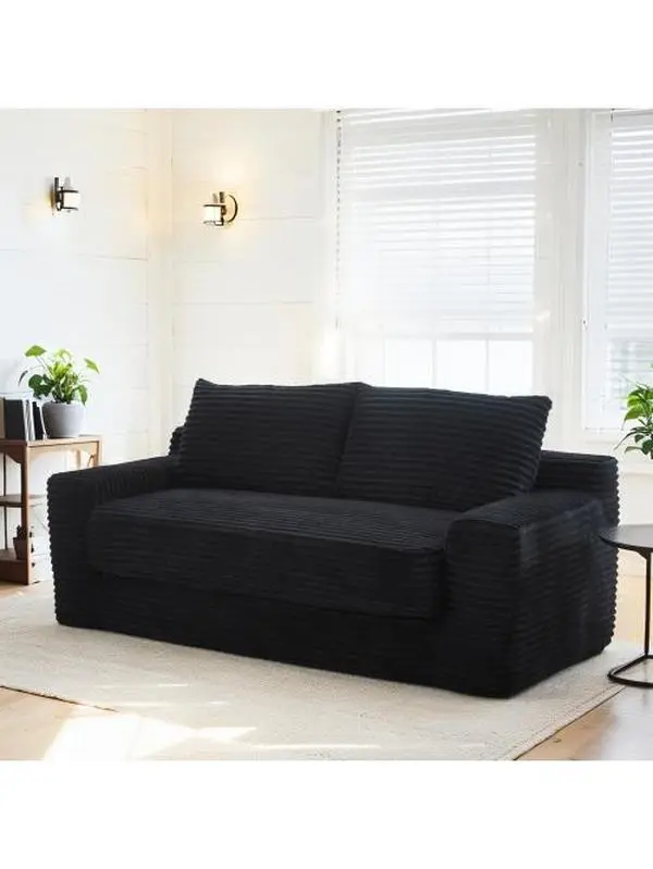 Bellemave  Loveseat Sofa with Memory Foam & Steel Frame - No Assembly, Convertible 2-in-1 Design, Corduroy Fabric - Compact Couch for Small Spaces, Apartments, Home Office & Bedroom