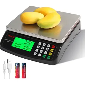 Large Black 30kg/66lb Food Stainless with LCD Display Price Computing for Restaurant Baking Bread Meat Prep Counting for Parts and Coins