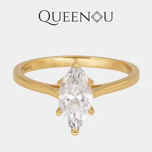 【981】Marquise Synthetic Moissanite Promise Ring 1CT |  6-Prong Set Solitaire with Comfort Fit Smooth Shank | Gift for Her