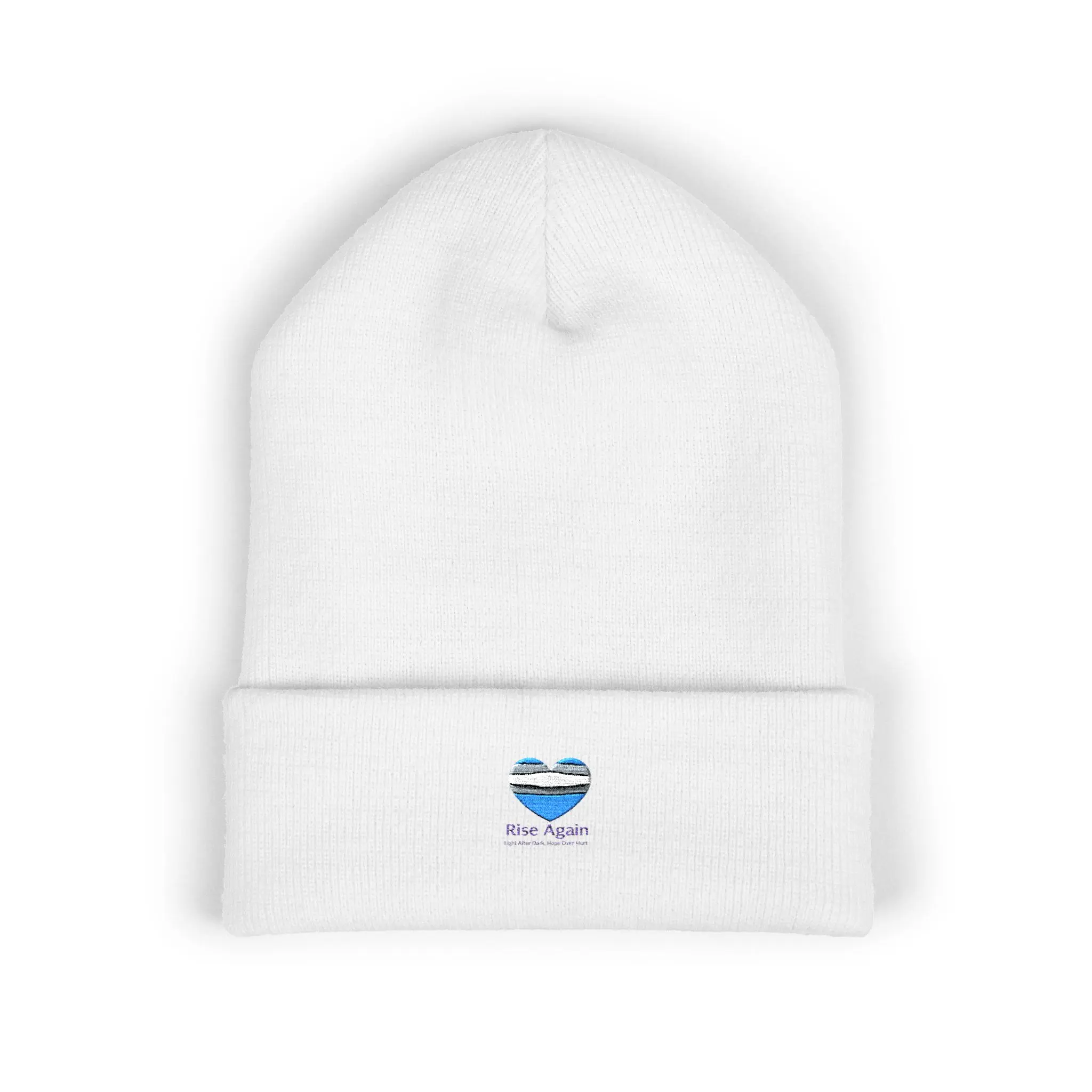 Unisex Embroidered Cuffed Beanie – Rise Again: Light After Dark, Hope Over Hurt