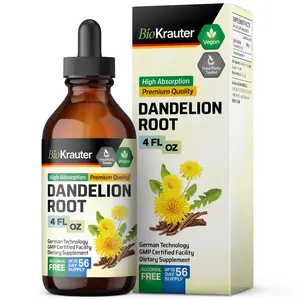 BioKrauter Dandelion Root Tincture 4 FL OZ - Vegan High Absorption Premium Quality Natural Supplement for Robust Immunity Support