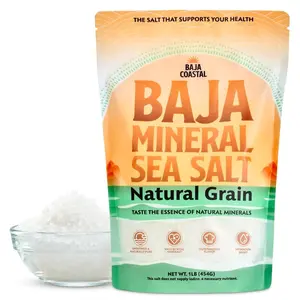 Baja Coastal Baja Mineral Sea Salt - 100% Organic & Unrefined 16oz Rich in Essential Minerals Low Sodium Hand Harvested Crystals from the Sea of Cortez Natural Grain - Flavor