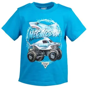 Youth and Adult Monster Jam Trucks Megalodon Toddler Boys Graphic T-Shirt, Youth Casual Wear, Gift For Son And Daughter, family matching shirt, holiday shirt, youth clothing
