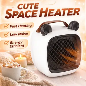 Cute Bear-Shaped Mini Electric Heater, Fast Heating Portable Warmer with Overheat & Tip-Over Protection, Compact, Stylish & Quiet, for Winter Desk, Bedroom, Dorm & Personal Home/Office Use