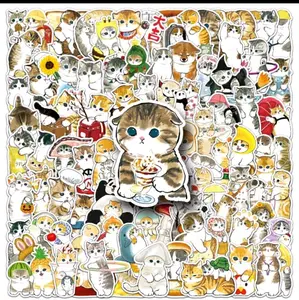 Cat Cute Stickers 50 pcs Set - Anime Cartoon Kitty DIY Fashion Waterproof Doodle Decals Stickers for Personalizing Space