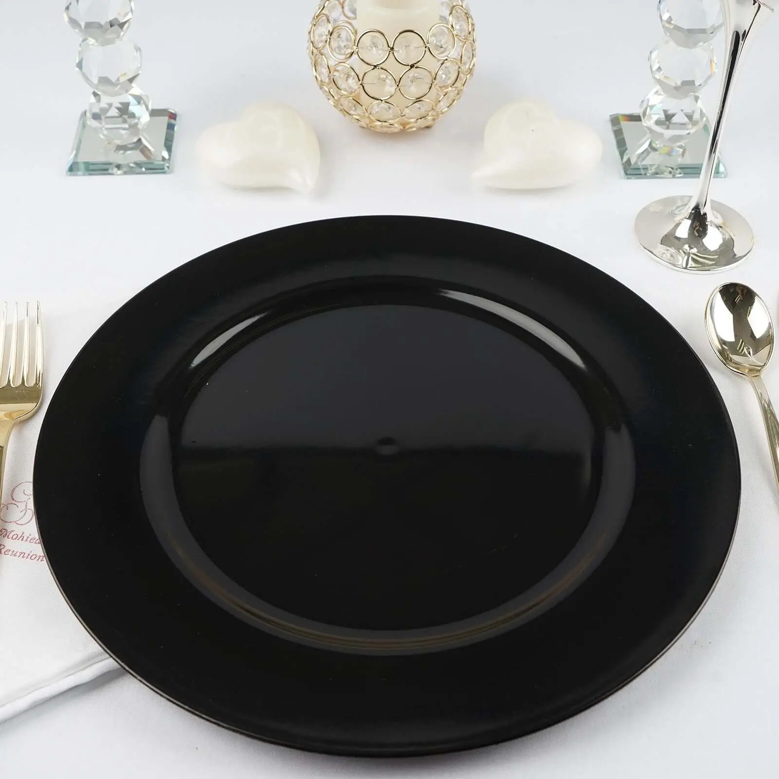6-Pack 13" Round Acrylic Plastic Charger Plates - Black Circular Grooves Dinner Tableware for Event Decorations, Decorated Displays, Tray Use, Decorated Plates