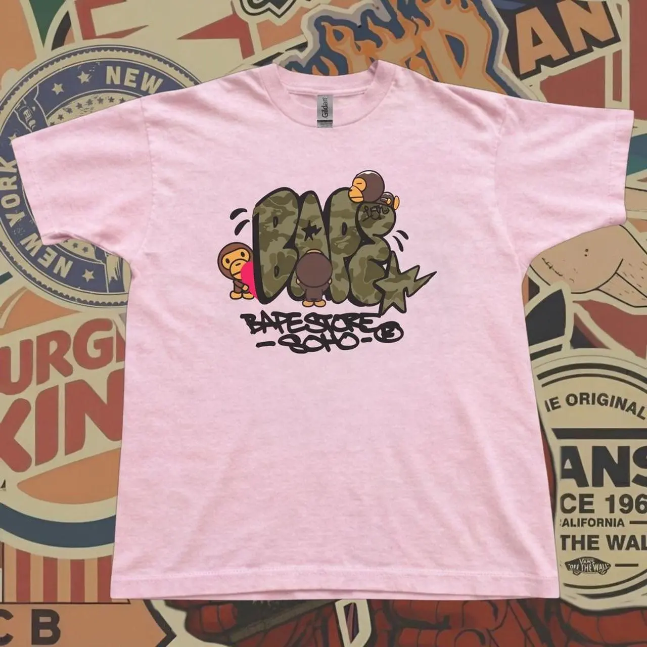 BApE Style Camo Graffiti Monkey Graphic Tee