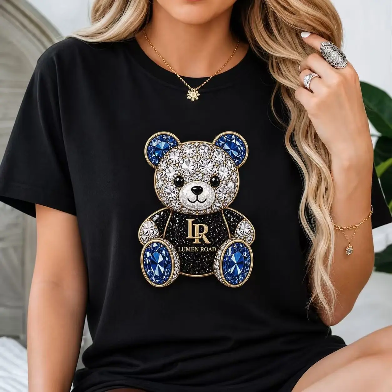Custom Diamond Bear T-Shirt – Turn Your Name Into a Luxury Streetwear Brand, Personalized Graphic Tee with Custom Text & Design, Premium Cotton Short Sleeve, Unique Gift, High-End Sparkle Style,
