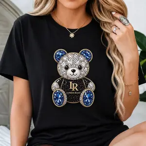 Custom Diamond Bear T-Shirt – Turn Your Name Into a Luxury Streetwear Brand, Personalized Graphic Tee with Custom Text & Design, Premium Cotton Short Sleeve, Unique Gift, High-End Sparkle Style,