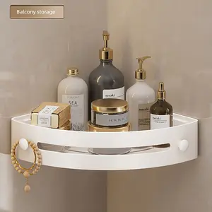 Corner Shower Rack Without Drilling, Suction Cup Design, Rust-Resistant Abs Plastic, Space-Saving Bathroom Storage Shelf