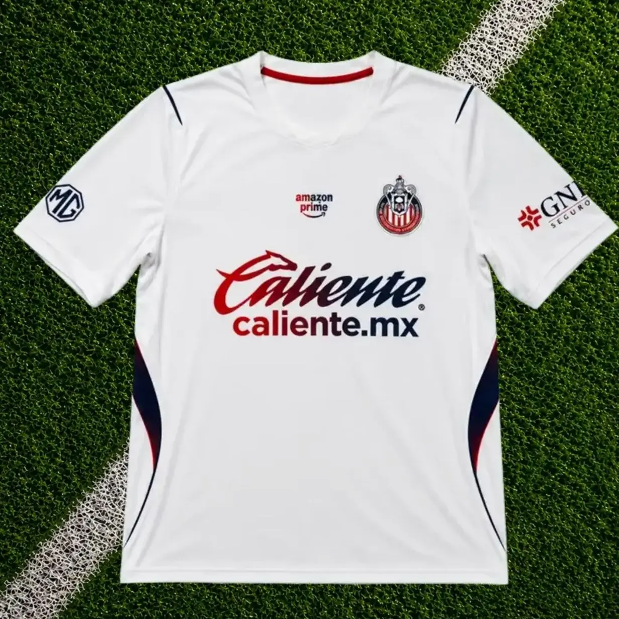 [FULL LOGO] - White Chivas Away Soccer Shirt 26-27, Breathable Game Day Sports Top, Quick-Dry Short Sleeve Soccer Jersey, Liga MX Fan Gear, Full Size S-5XL - Personalization upon request