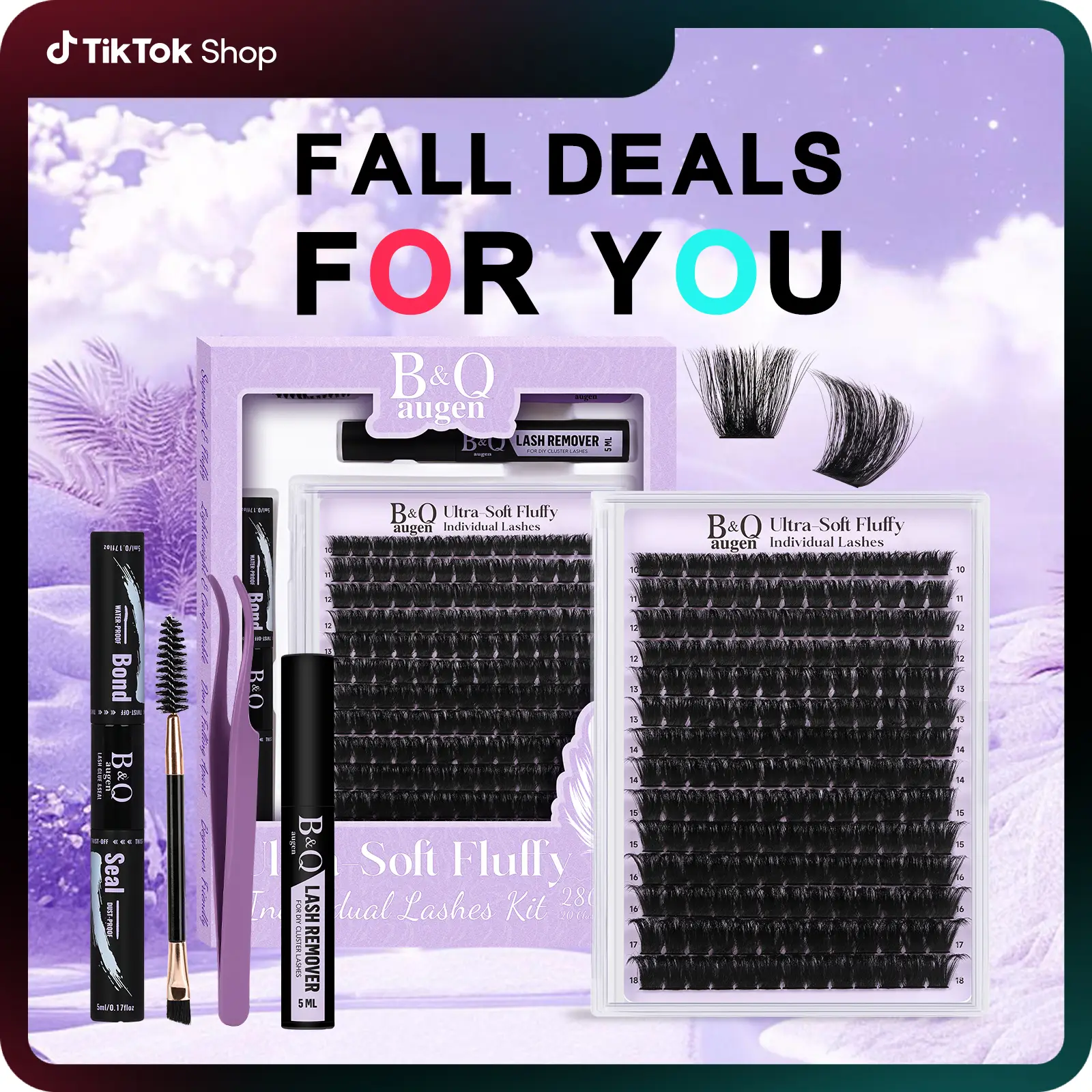 200D Dramatic Soft Kit l B&Qaugen Mega Thick Volume Individual Clusters,D-Curl, DIY Ultra Soft Eyelashes Extension,Waterproof Sleep proof,Week Long La