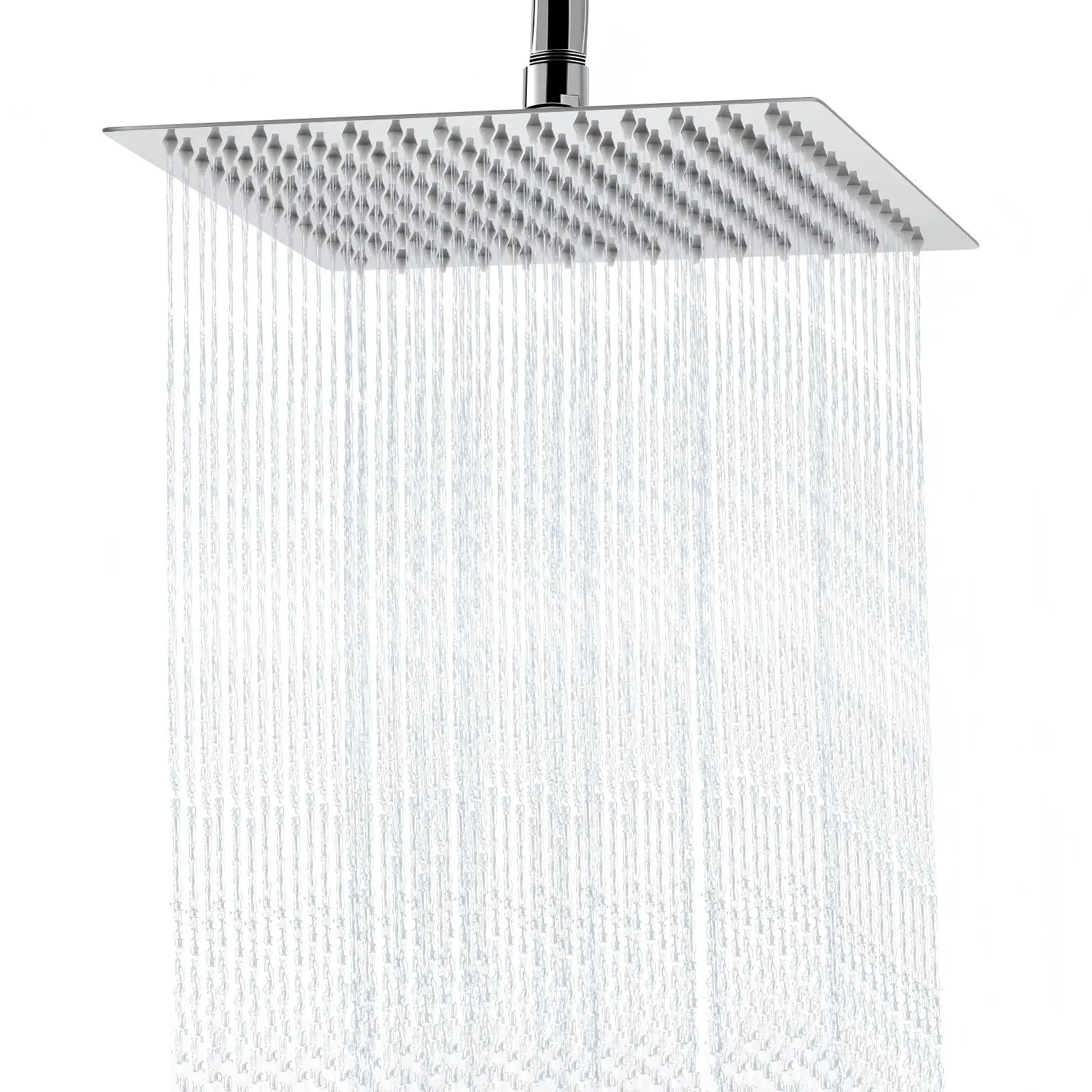 Square Rain Shower Head 10 Inch Chrome High Flow Stainless Steel Ultra Thin Pressure Boosting Design Metal Rainfall Shower Head Wall Mount for Bathroom
