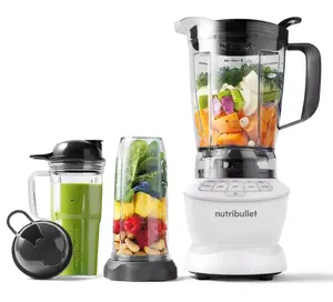nutribullet Blender Full Size Combo 1200 Watt 640z NBF20500AW - Matte White: Smoothie Blender, 64oz Capacity, 4 Speeds