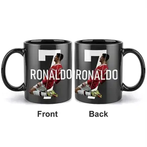 1pc 11oz Manchester United C Ronaldo classic celebration ceramic mug! scratching, a CR7 fan coffee cup, must-have for fans! Suitable for use in watching games / office / home, a practical cup for various occasions such as outdoor camping.