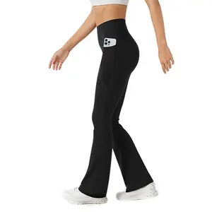 JEKAOYI Women's High Waist Buttery Soft Side Pockets Flare Yoga Pants Casual Bootleg V-Crossover Leggings Coziness