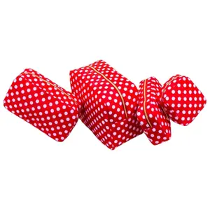 Chic Red Polka Dot Makeup Bag with Gold Zippers for Travel & Beauty Essentials Compact Organizer  Functional bag, Makeup Case, for Women Christmas Gift