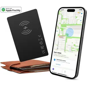 Wallet tracking card, 1.8mm ultra-thin rechargeable locator, intelligent tracker, item search tag, compatible with Apple's "Find Me" function, waterproof, suitable for locating items such as wallets, passports, suitcases, backpacks, etc. -1 pack
