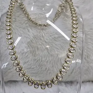# 0243 Elegant Rhinestone Necklace with Clear #Stones, Silver Tone Chain, Perfect for Formal Events