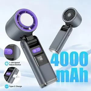 4000mAh 199 Gear Wind Portable Handheld Turbo Fan, Rechargeable, Semiconductor Refrigeration, Multifunction Rechargeable Fan, Ideal for Personal & Outdoor Use, Portable Fans Rechargeable