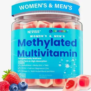 Methylated Multivitamin for Women & Men Gummies w/ Omega-3, Calcium, D3 K2, Methylfolate & B12, TMG, Daily Vitamin A, C, E, B Complex, Magnesium, CoQ10, Probiotic for Overall Health- Vegan, Sugar Free