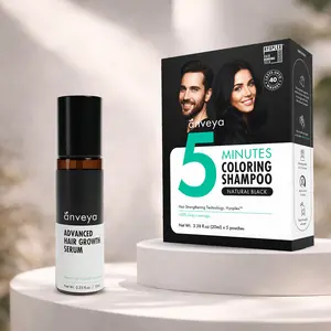 Complete Hair Regrowth & Gray Coverage Kit | Advanced Hair Growth Serum + 5-Min Natural Black Coloring Shampoo | Thicker, Fuller Hair in Weeks