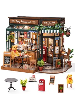 Rolife Tipsy Restaurant DIY Miniature House，for Adults, Mini Wooden Dollhouse Kit, Bakery Tiny House Diorama Building Kits-Birthday Christmas Craft Hobbies Gift for Teens Kids (Tipsy Restaurant)