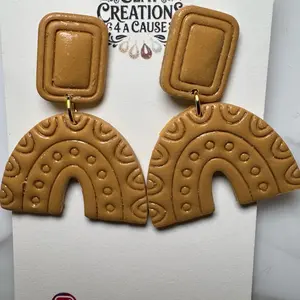 Polymer Clay Earrings Lightweight Handmade Marigold Arch with a Textured Surface and an embossed Square Post Creating a Medium Dangle Ideal for Everyday Wear Comfortable Versatile Accessory