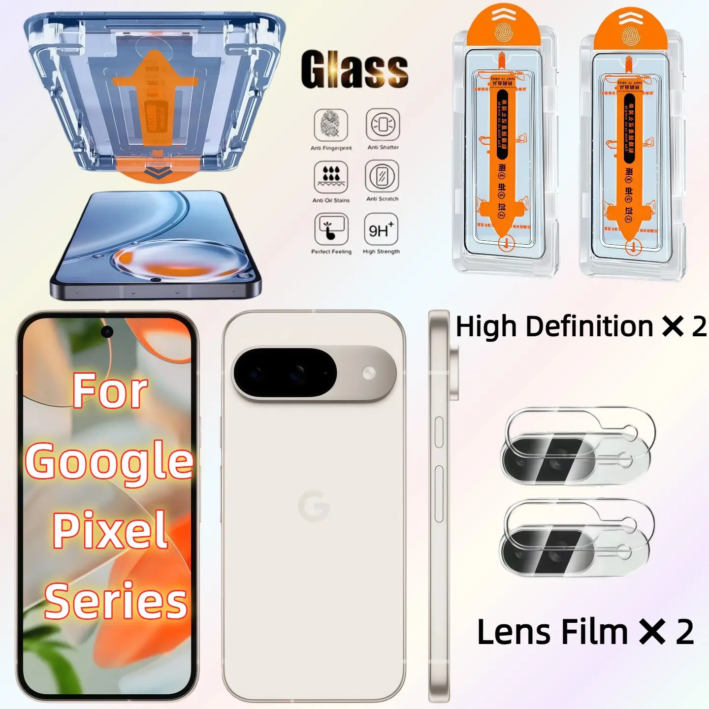 2-Pack Screen Protector and Camera Lens Cover for Google Pixel 6/6a/7/7a/8/8a/8pro/9/9a/9pro Xl/10/10proxl, 9h Hardness, Bubble-Free and Easy Installation, Scratch Resistant